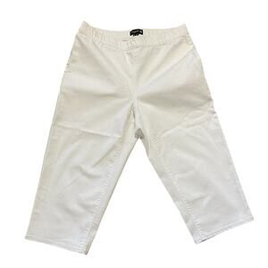 Susan Graver Size 6 White Elastic Waist Crop Denim Jeans Back Pockets 30" x 18"